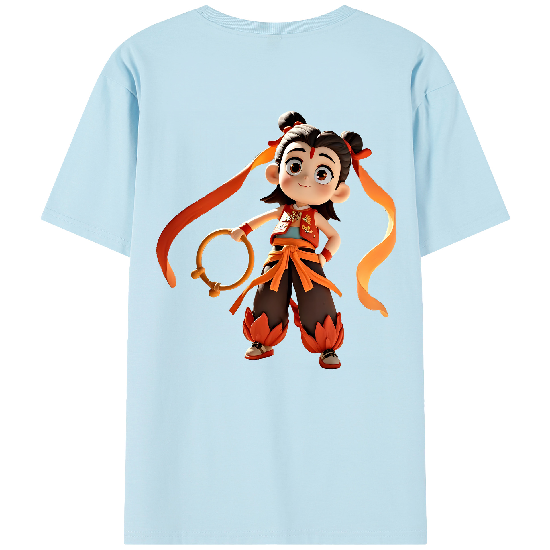 （画像用） Ne Zha 2 ナタ 魔童の大暴れ 綿100％半袖Tシャツ（背面プリント）